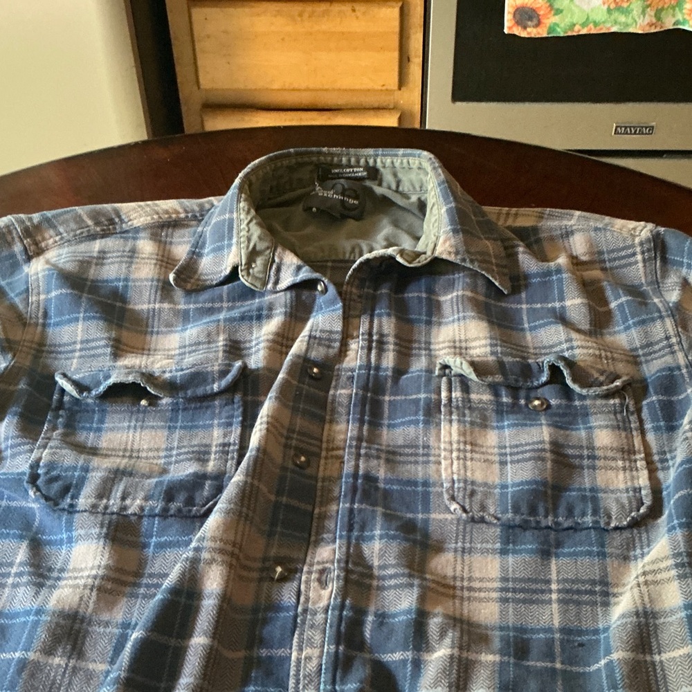 Outdoor Exchange- Blue Plaid Flannel Shirt Jacket - Picture 3 of 5